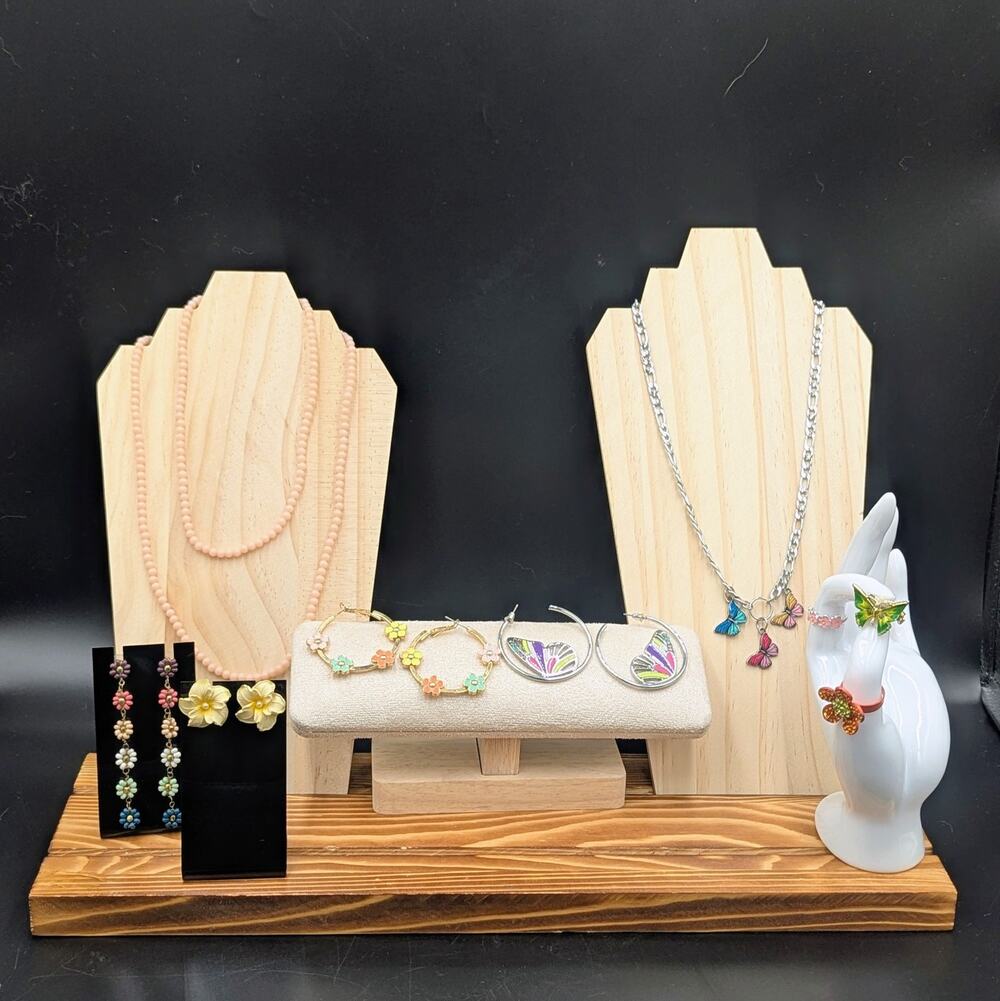 Garden Party Jewelry Lot Butterflies Flowers Necklace Earrings Set